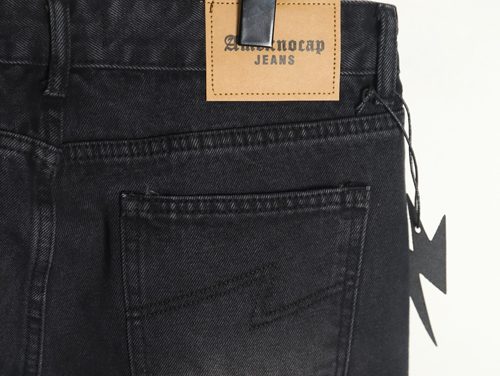 Amexnocap leather label lightning bolt denim trousers TSK2