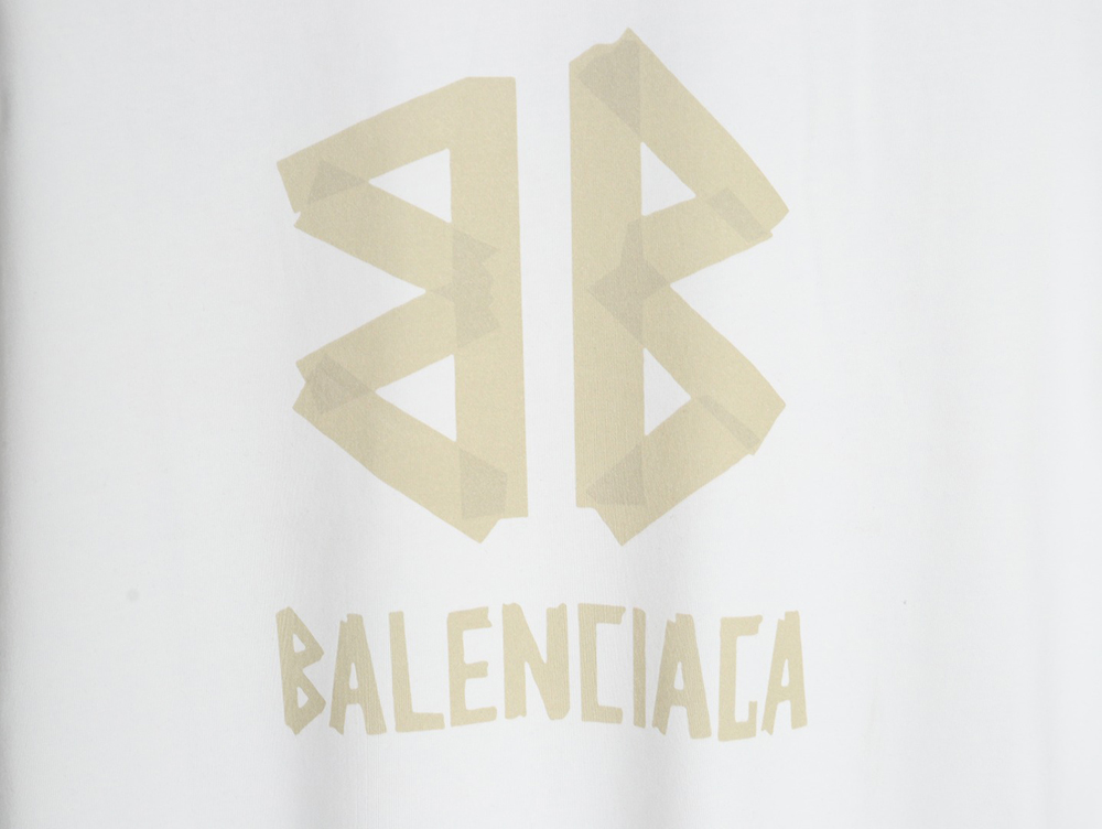 Balenciaga Yellow Tape Double B Letter Short Sleeve