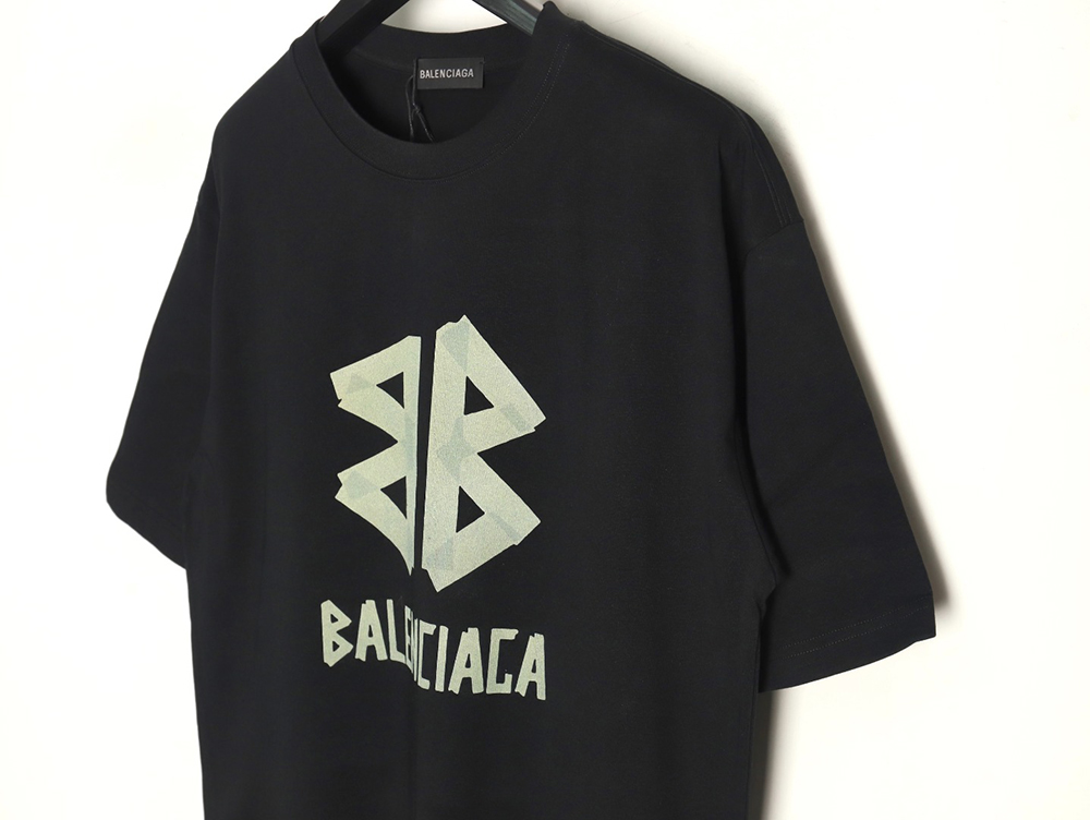 Balenciaga Yellow Tape Double B Letter Short Sleeve TSK1