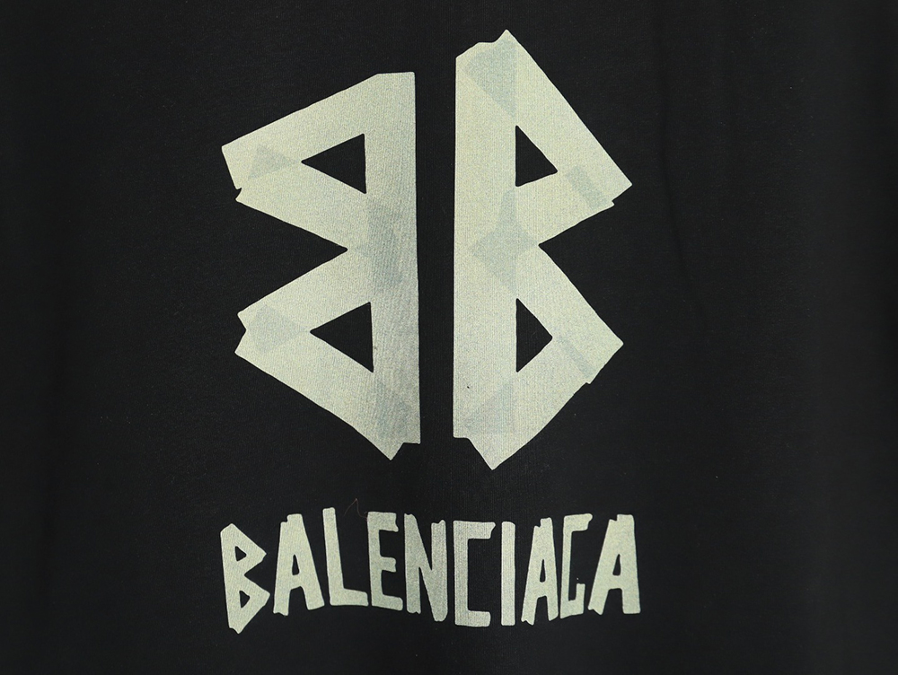 Balenciaga Yellow Tape Double B Letter Short Sleeve TSK1