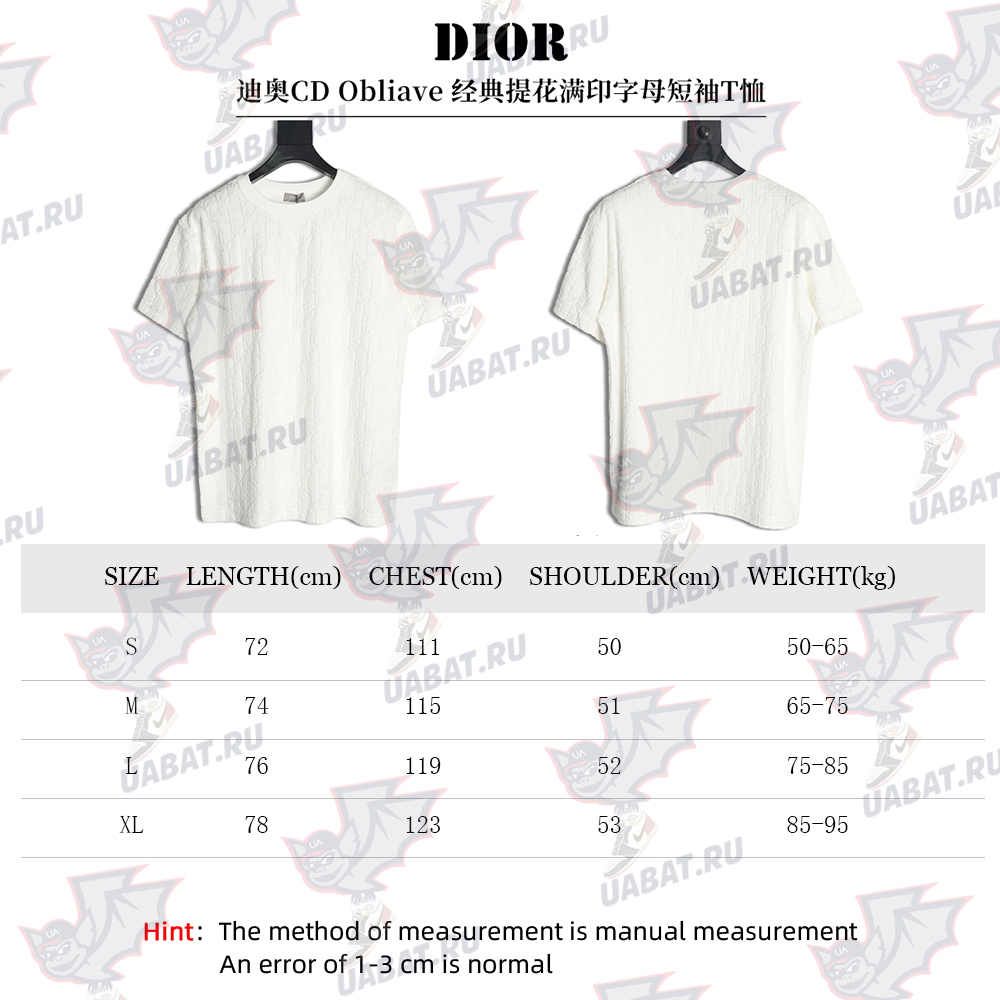 Dior classic jacquard full-print lettering short-sleeved T-shirt