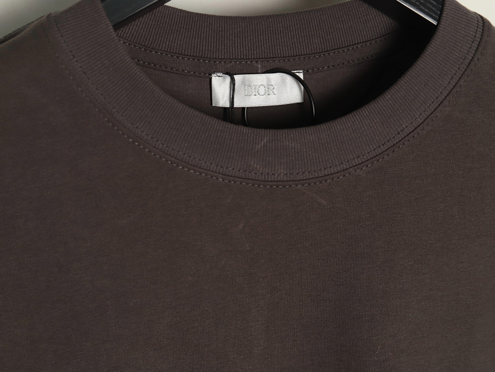 Dior logo pattern embroidered flocked letter T-shirt