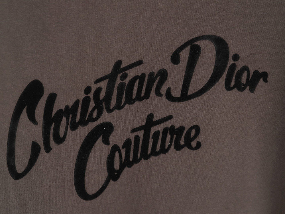 Dior logo pattern embroidered flocked letter T-shirt