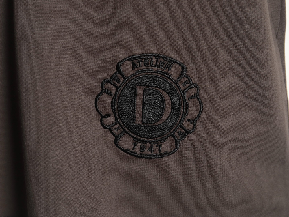 Dior logo pattern embroidered flocked letter T-shirt
