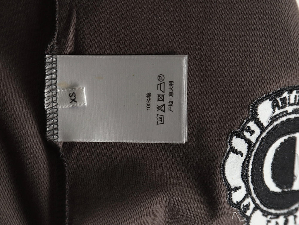 Dior logo pattern embroidered flocked letter T-shirt
