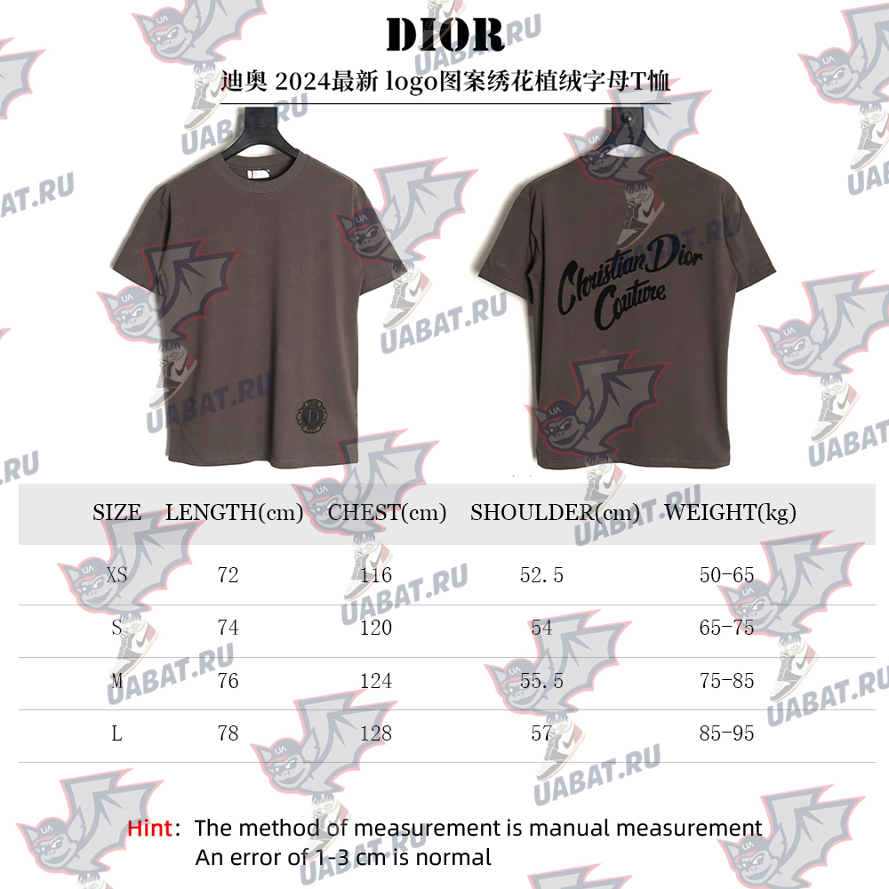 Dior logo pattern embroidered flocked letter T-shirt