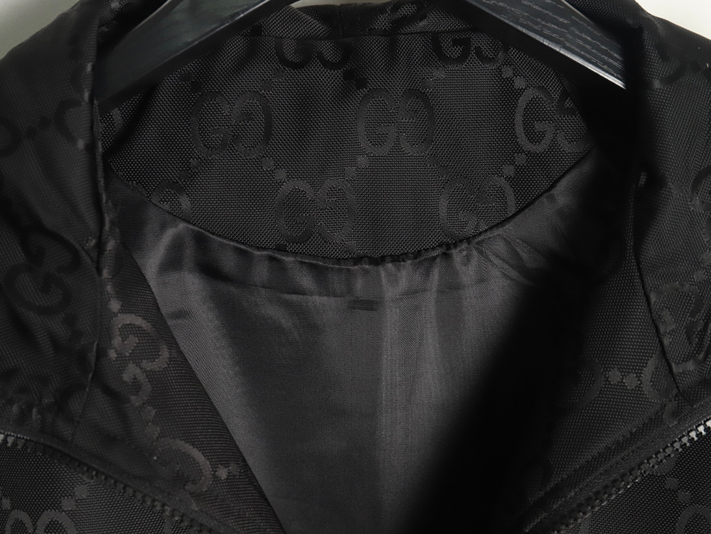 Gucci red and green webbing hooded trench coat