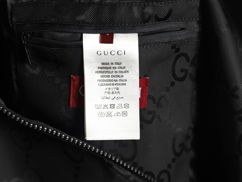 Gucci red and green webbing hooded trench coat