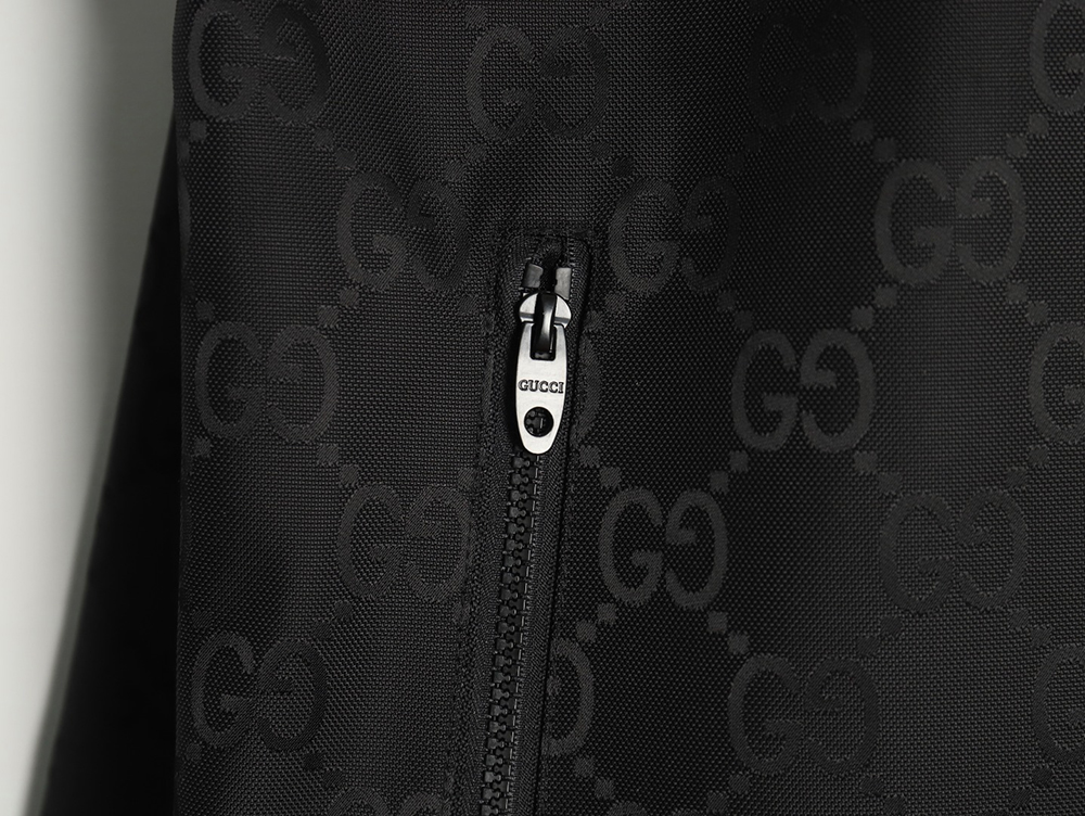 Gucci red and green webbing hooded trench coat