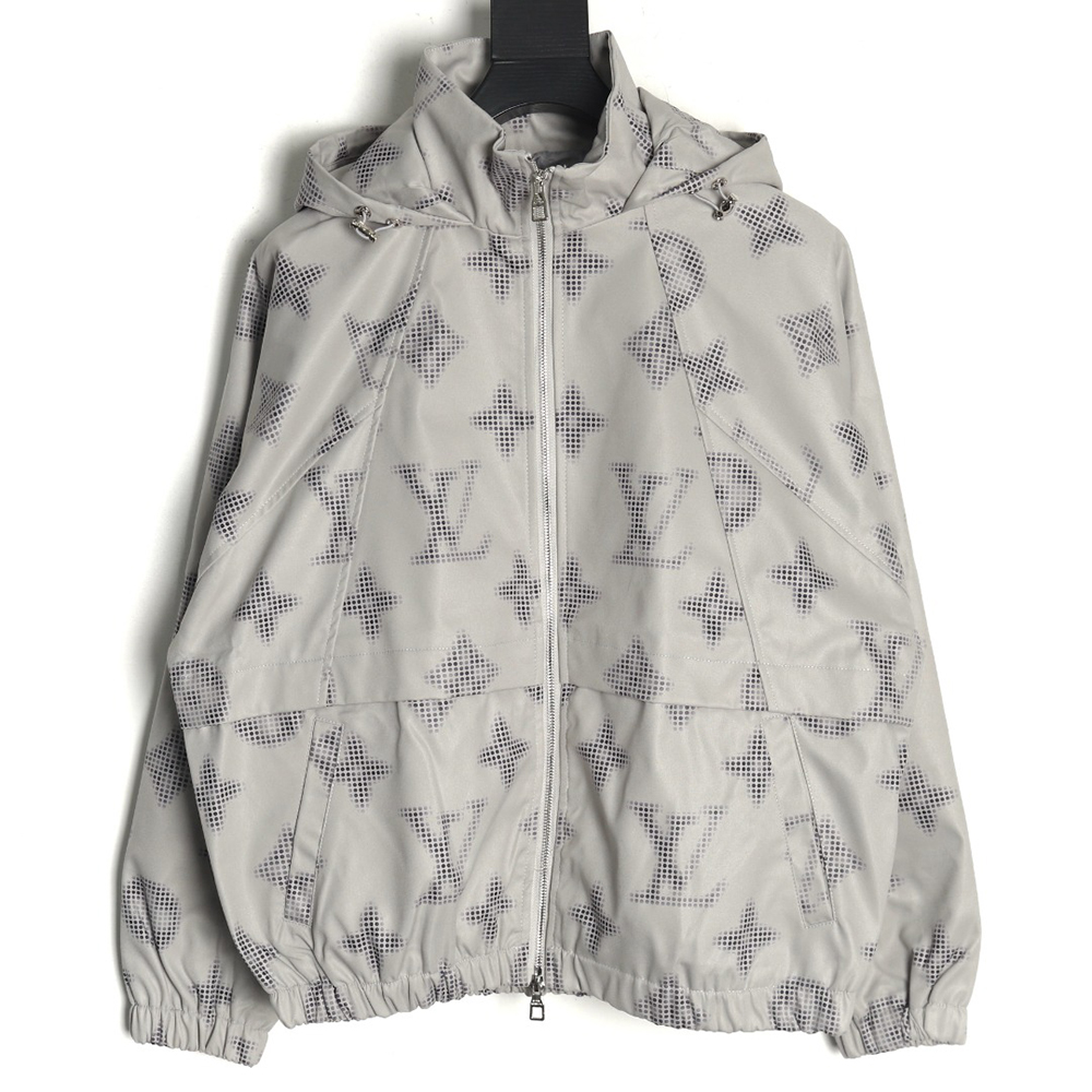 Louis Vuitton monogram full print trench coat zip up jacket