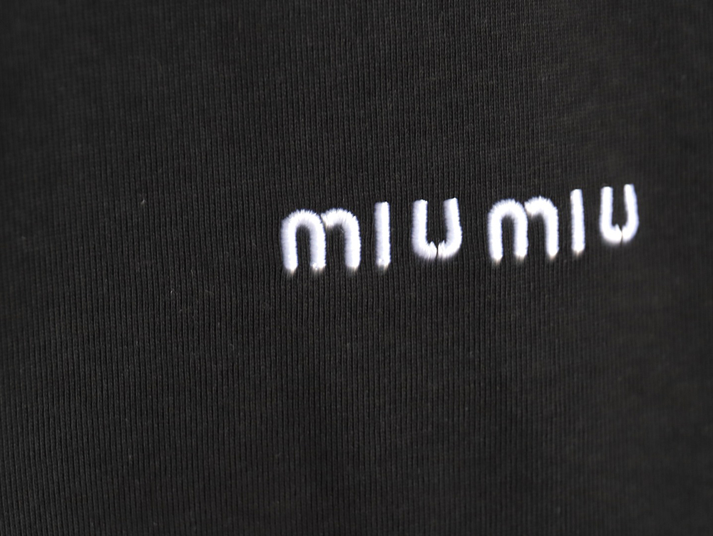 Miu Miu Classic Embroidered Logo Lettering T-Shirt TSK1