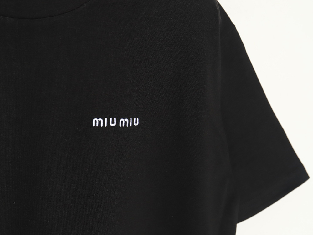 Miu Miu Classic Embroidered Logo Lettering T-Shirt TSK1
