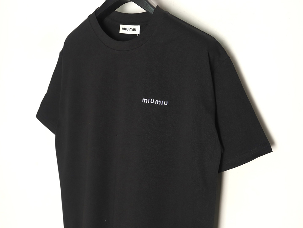 Miu Miu Classic Embroidered Logo Lettering T-Shirt TSK1