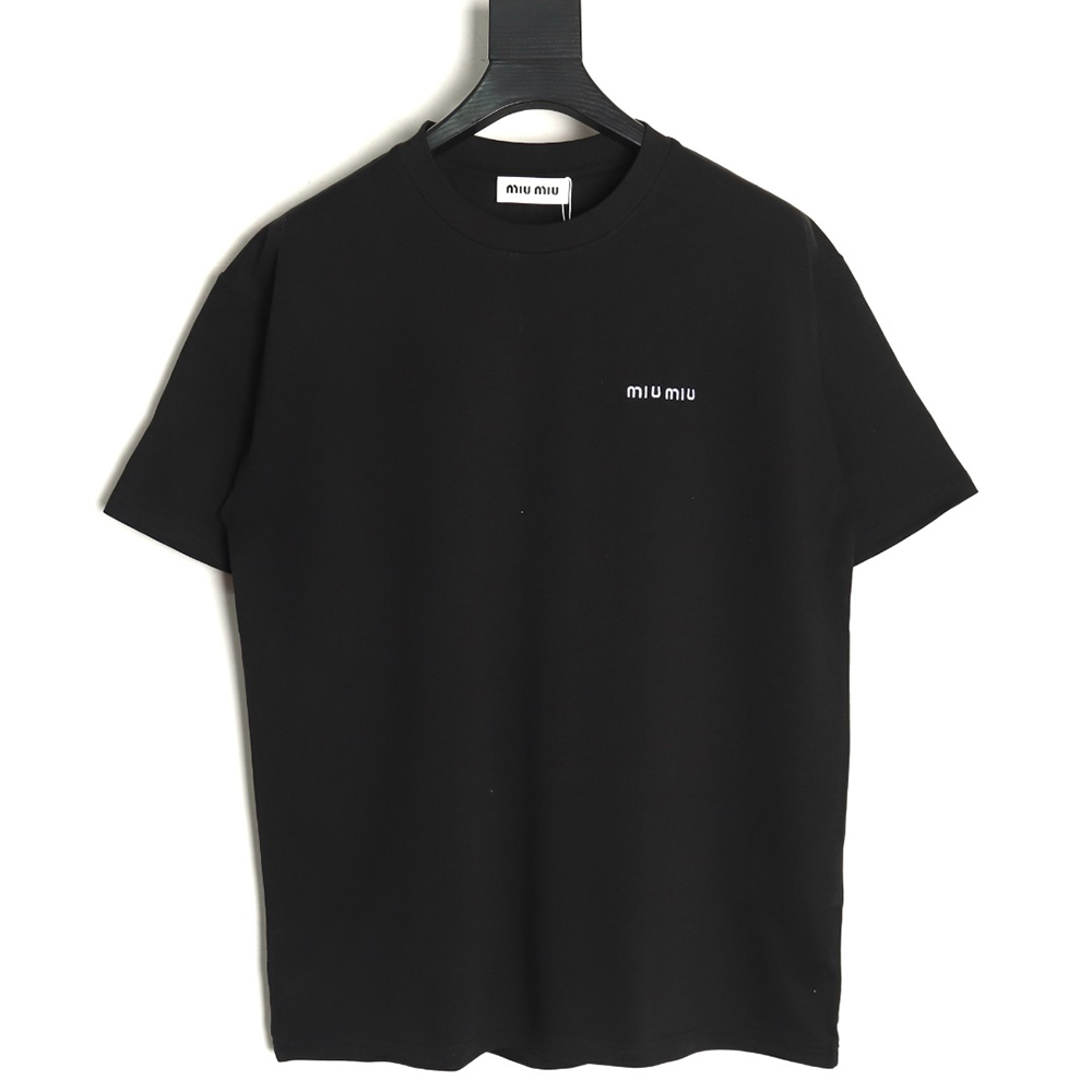 Miu Miu Classic Embroidered Logo Lettering T-Shirt TSK1