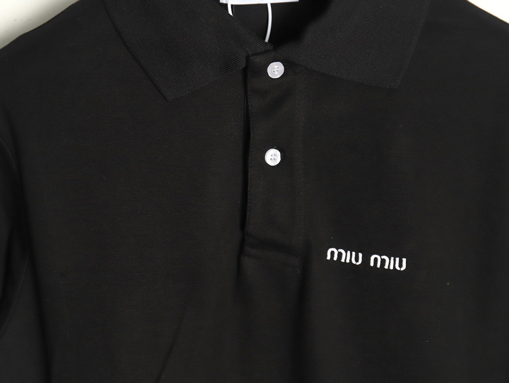 Miu Miu micro logo lettering polo shirt