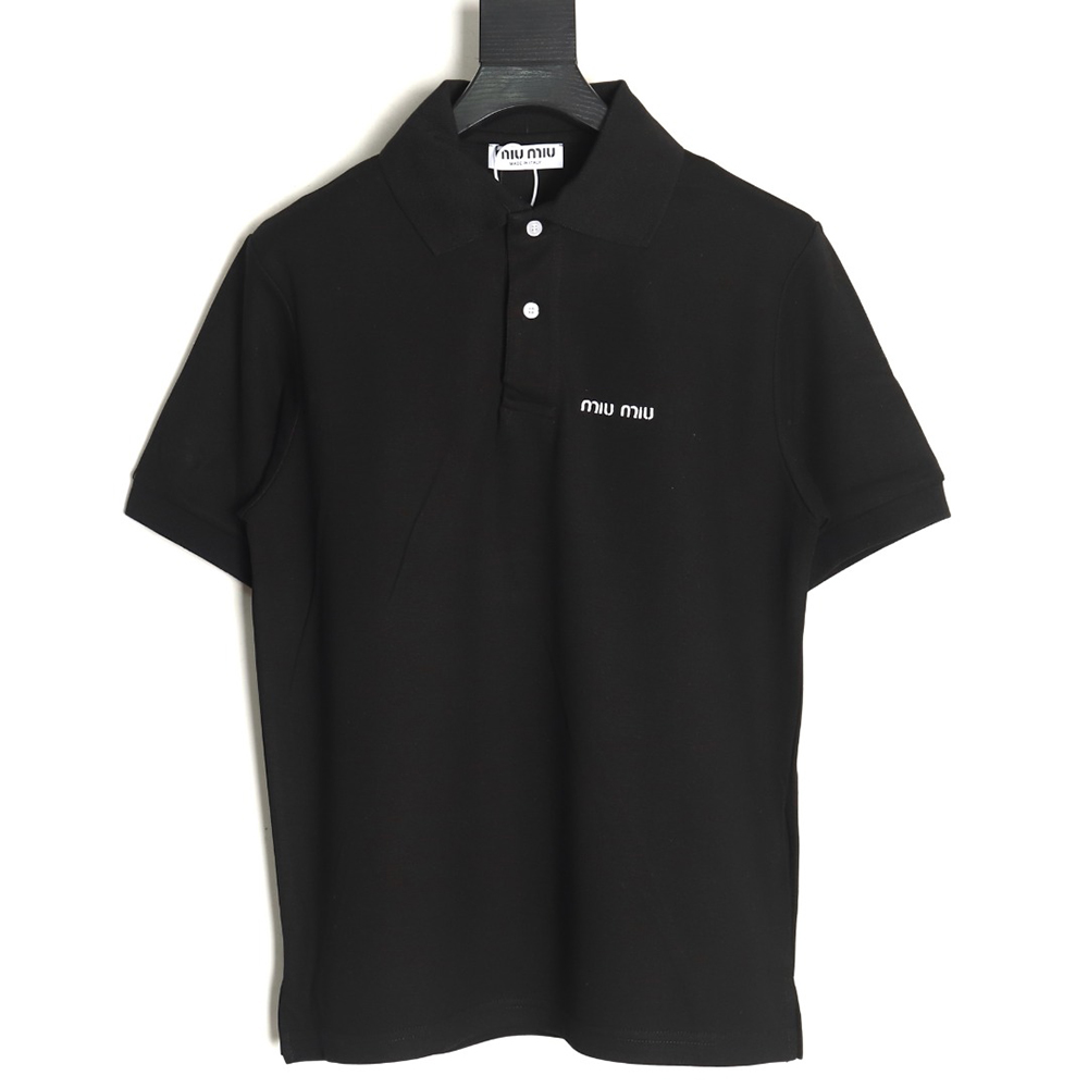 Miu Miu micro logo lettering polo shirt