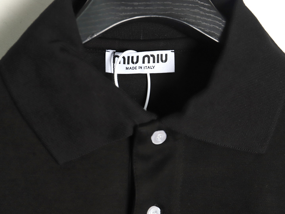 Miu Miu micro logo lettering polo shirt