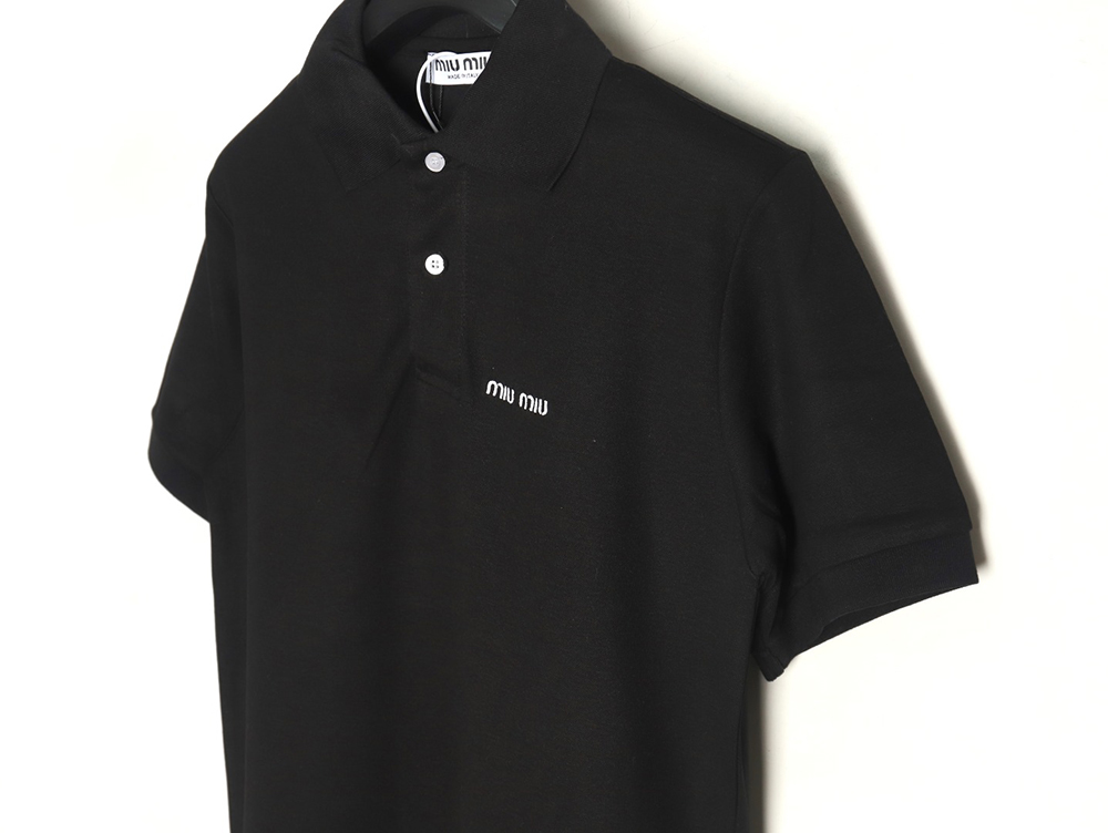Miu Miu micro logo lettering polo shirt