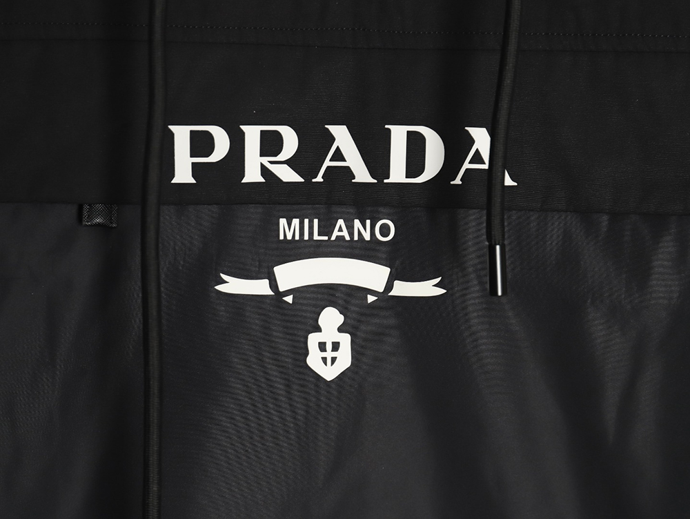 Prada Letters Logo Half Zip Hooded Jacket