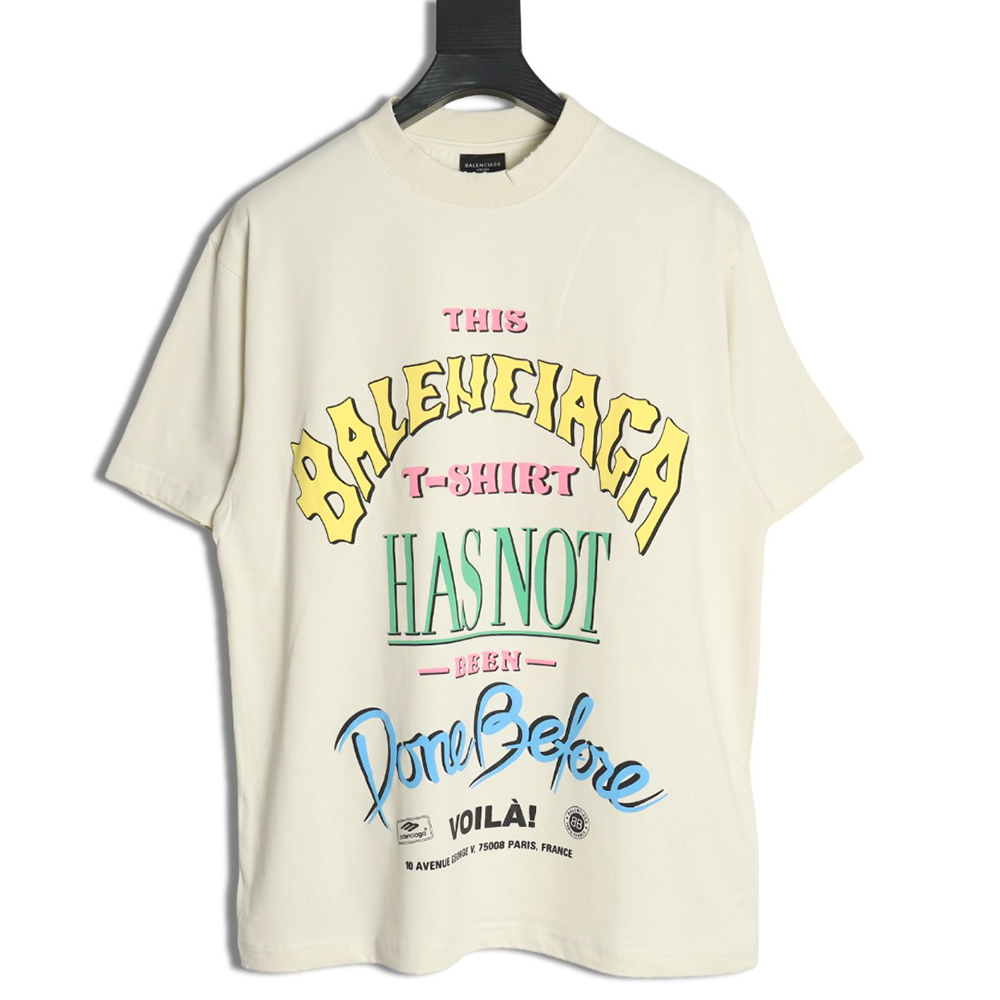 Balenciaga letter foam print washed distressed short-sleeved T-shirt