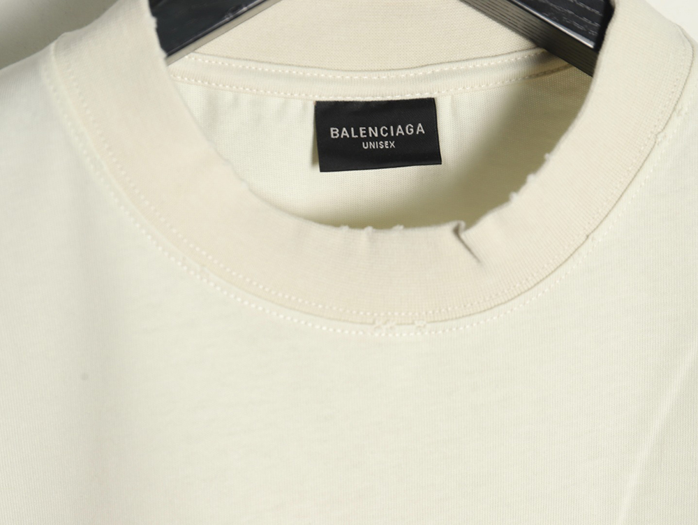 Balenciaga letter foam print washed distressed short-sleeved T-shirt