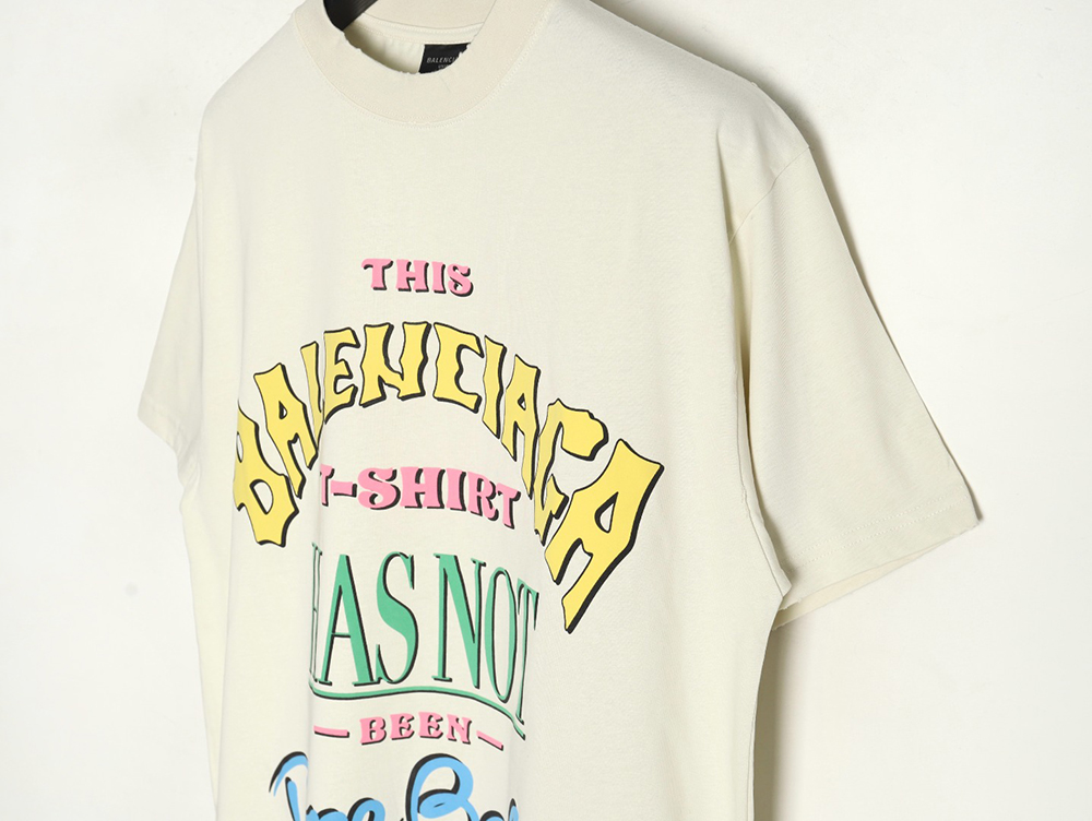 Balenciaga letter foam print washed distressed short-sleeved T-shirt