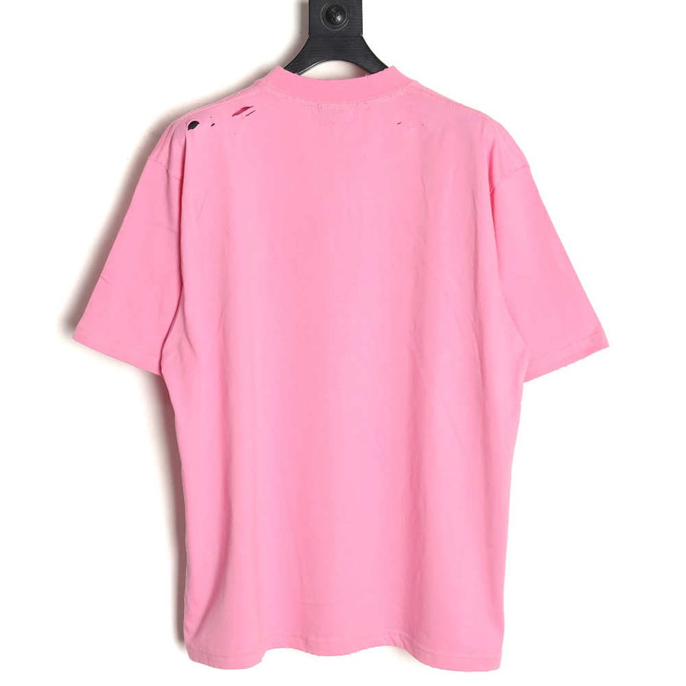Balenciaga letter foam print washed distressed short-sleeved T-shirt TSK1