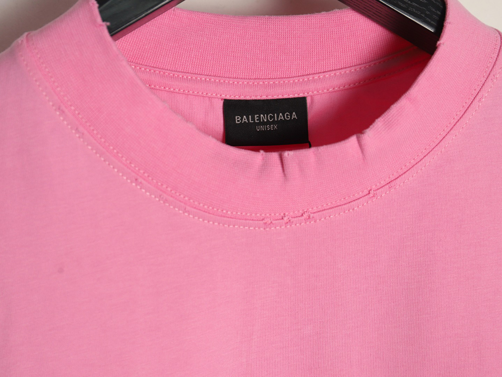 Balenciaga letter foam print washed distressed short-sleeved T-shirt TSK1