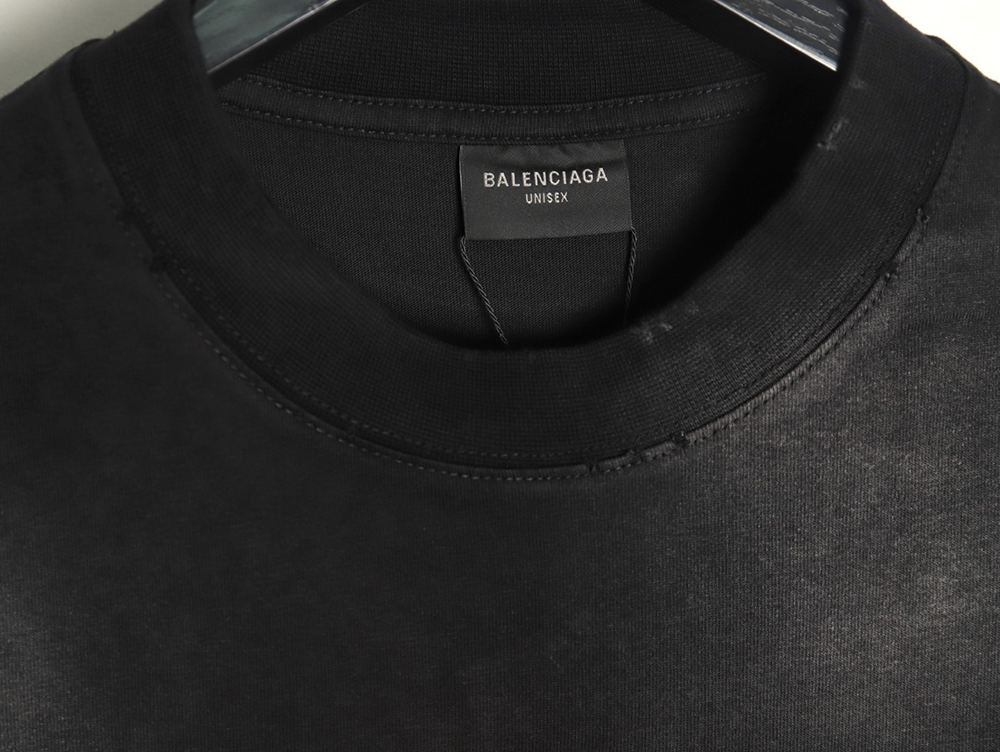 Balenciaga letter foam print washed distressed short-sleeved T-shirt TSK2