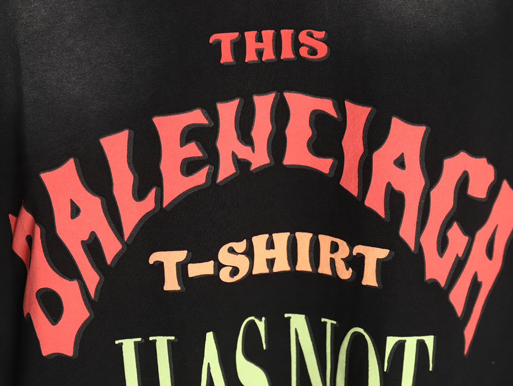Balenciaga letter foam print washed distressed short-sleeved T-shirt TSK2