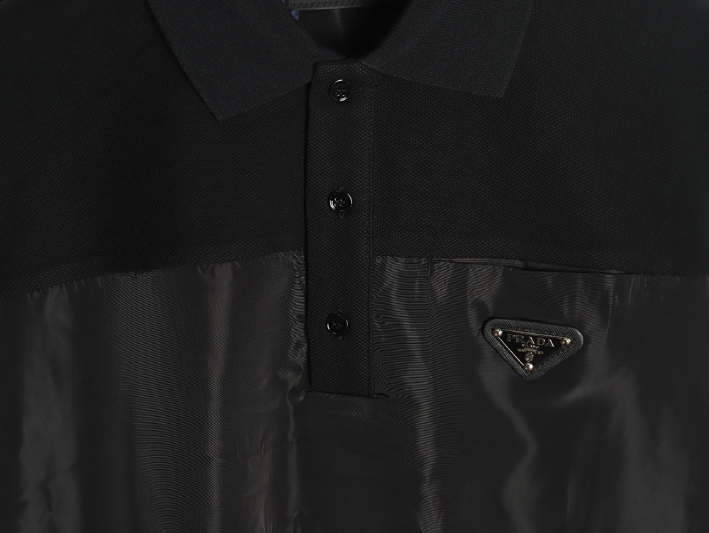 Prada patchwork triangle logo short-sleeved polo shirt