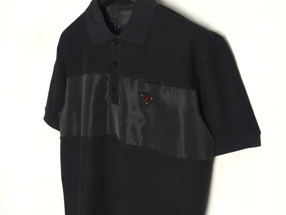 Prada patchwork triangle logo short-sleeved polo shirt