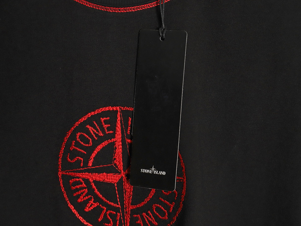 Stone Island black and red badge embroidered short-sleeved T-shirt