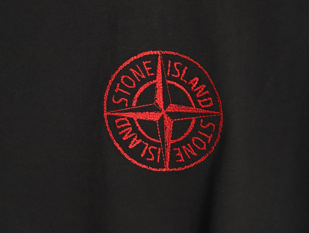 Stone Island black and red badge embroidered short-sleeved T-shirt