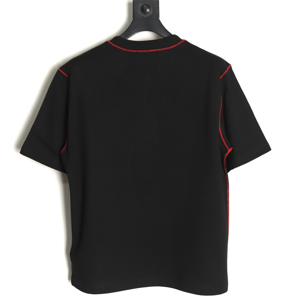 Stone Island black and red badge embroidered short-sleeved T-shirt