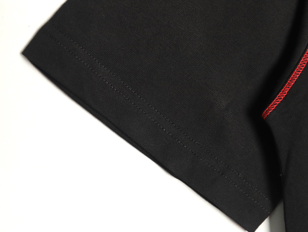 Stone Island black and red badge embroidered short-sleeved T-shirt