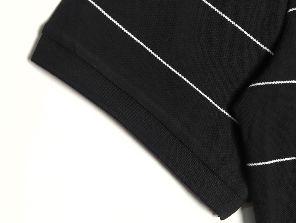 Saint Laurent YSL Logo Embroidered Striped Short Sleeve Polo Shirt