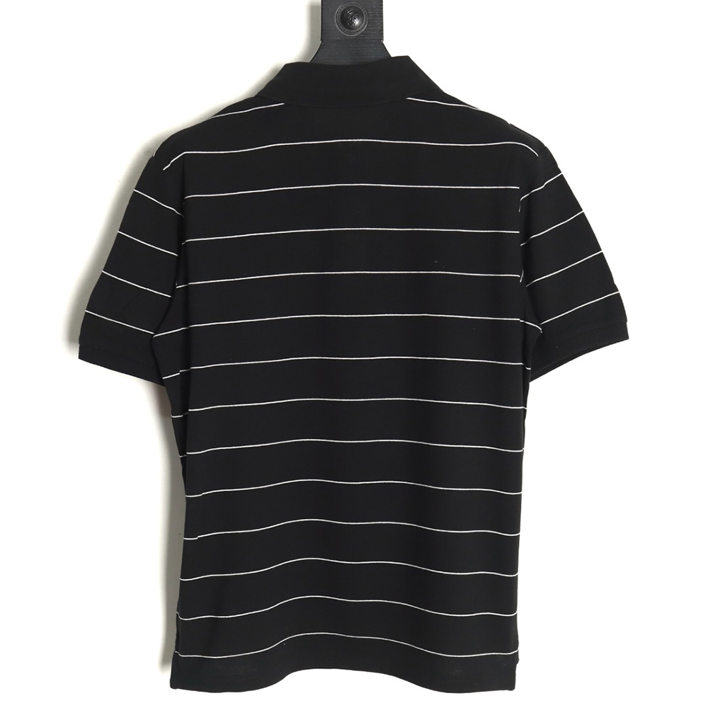 Saint Laurent YSL Logo Embroidered Striped Short Sleeve Polo Shirt