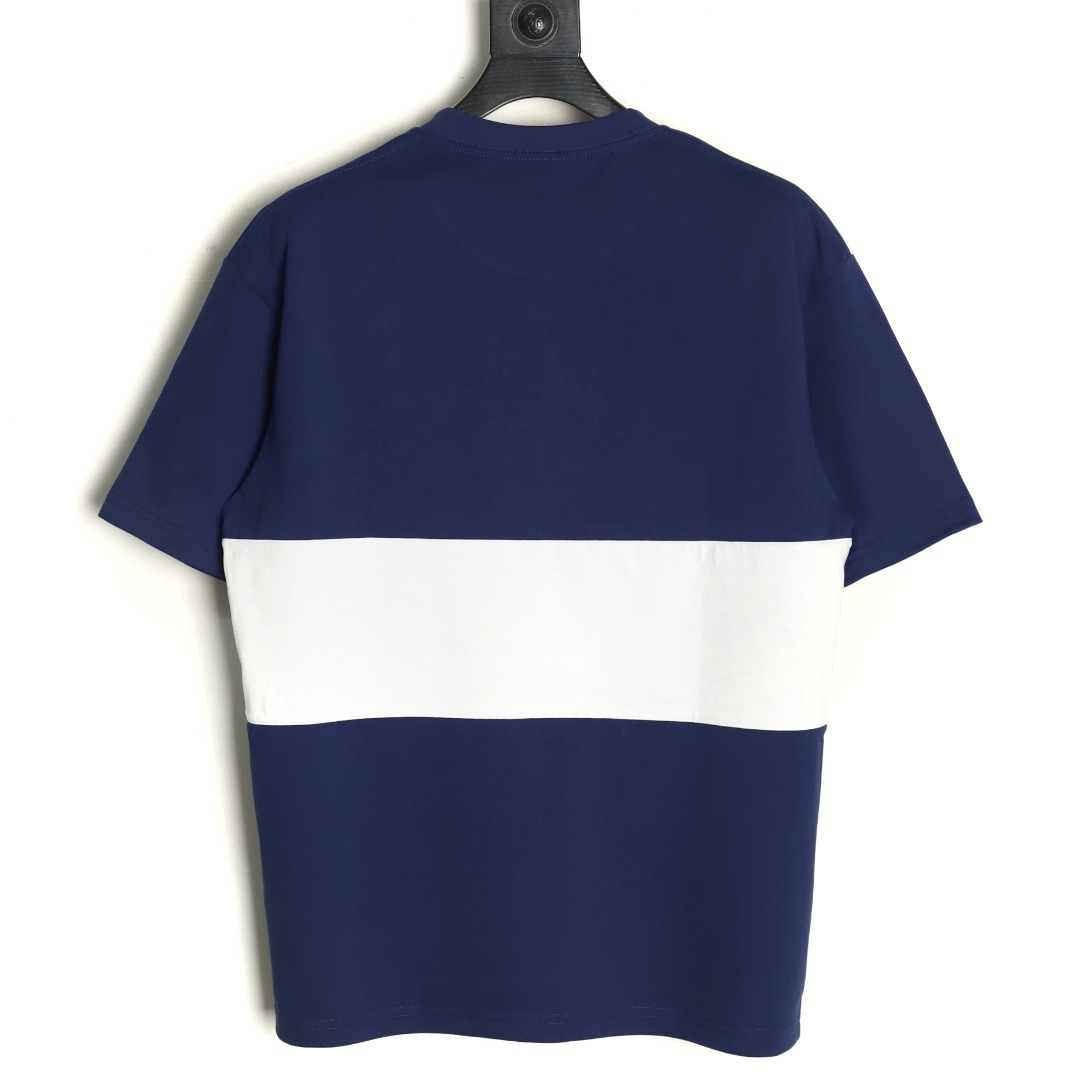 Burberry white horizontal striped war horse print short sleeves