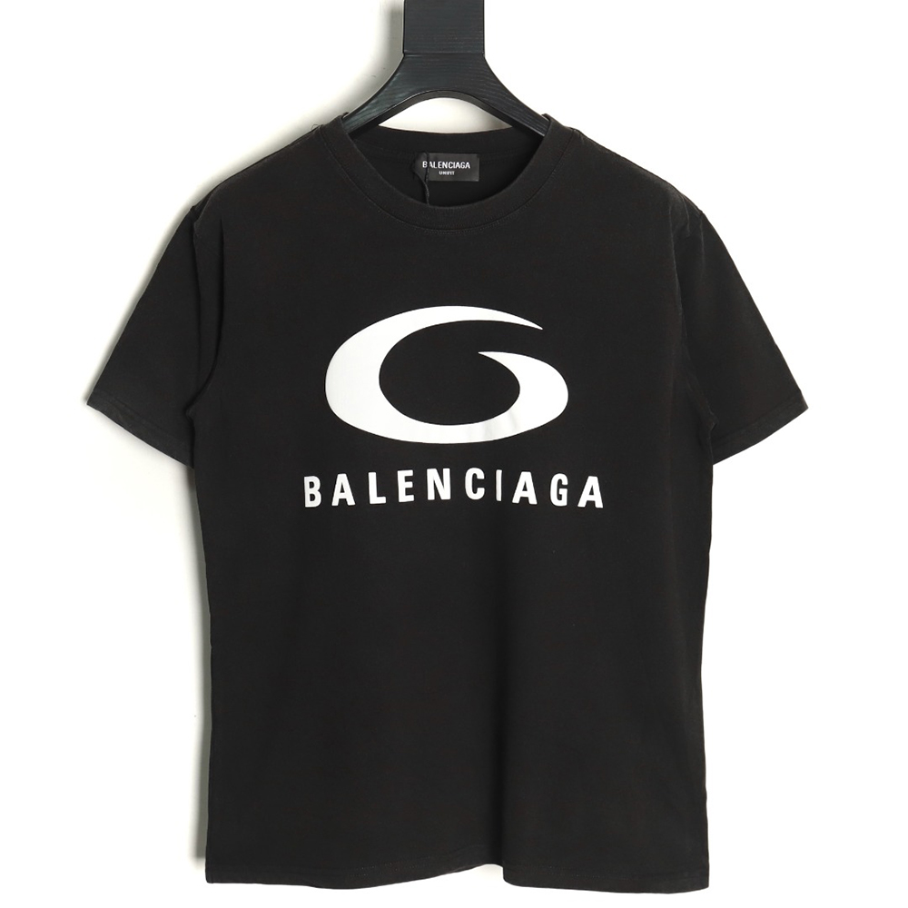 Balenciaga white ring logo print short-sleeved T-shirt