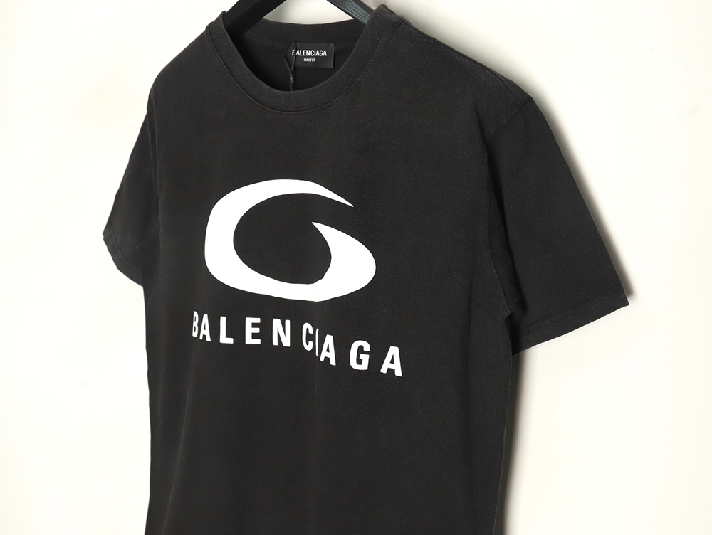 Balenciaga white ring logo print short-sleeved T-shirt