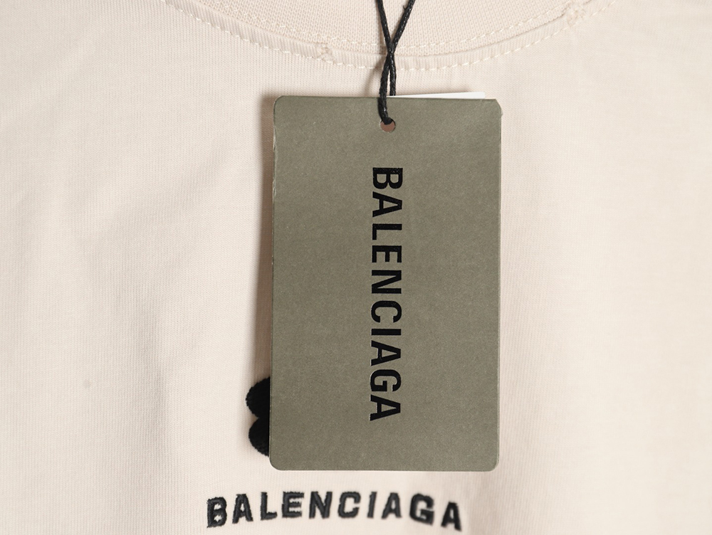 Balenciaga Double Ring LOGO Embroidery Destruction Short Sleeve T-Shirt