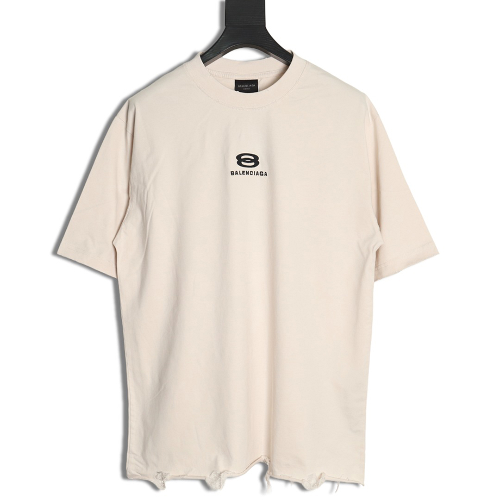 Balenciaga Double Ring LOGO Embroidery Destruction Short Sleeve T-Shirt