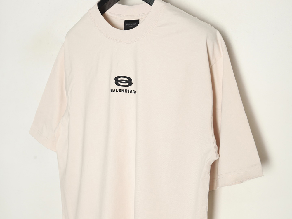Balenciaga Double Ring LOGO Embroidery Destruction Short Sleeve T-Shirt