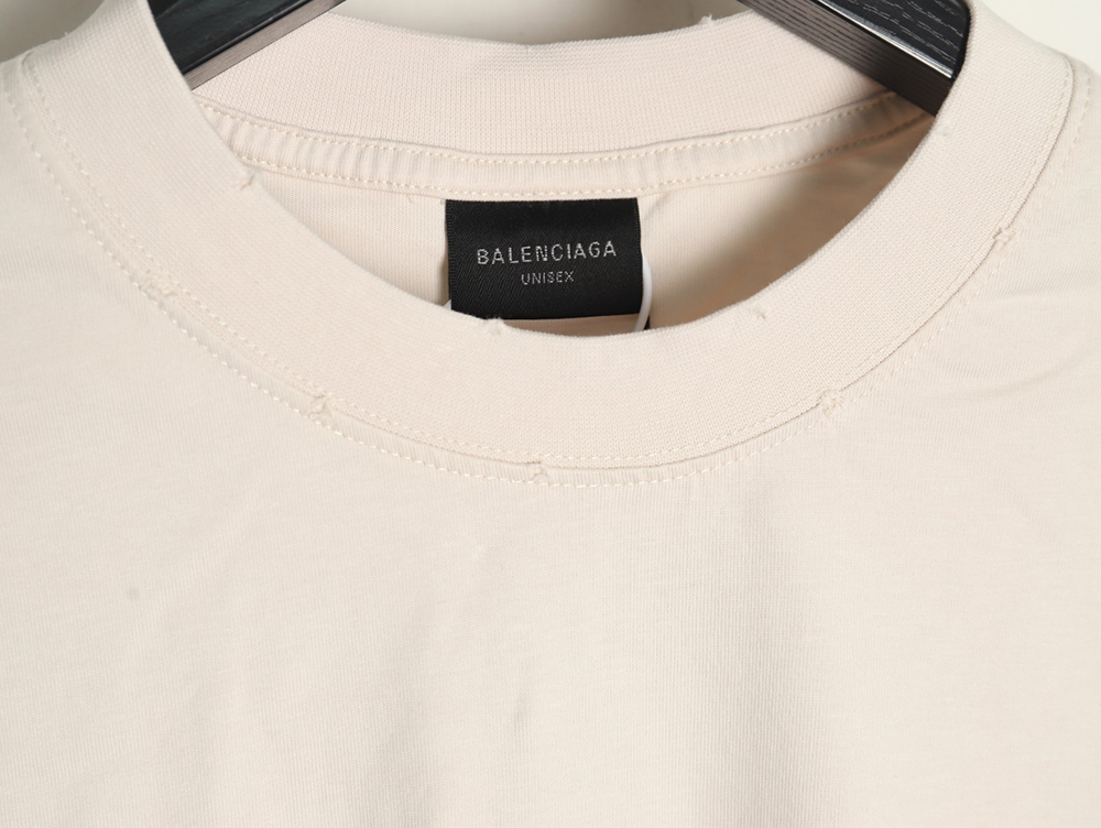Balenciaga Double Ring LOGO Embroidery Destruction Short Sleeve T-Shirt