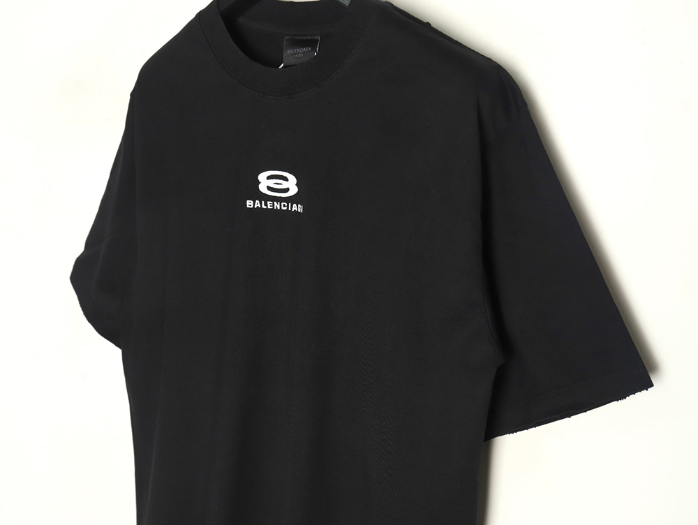 Balenciaga Double Ring LOGO Embroidery Destruction Short Sleeve T-Shirt TSK1