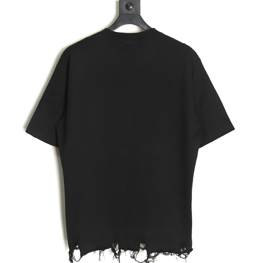 Balenciaga Double Ring LOGO Embroidery Destruction Short Sleeve T-Shirt TSK1