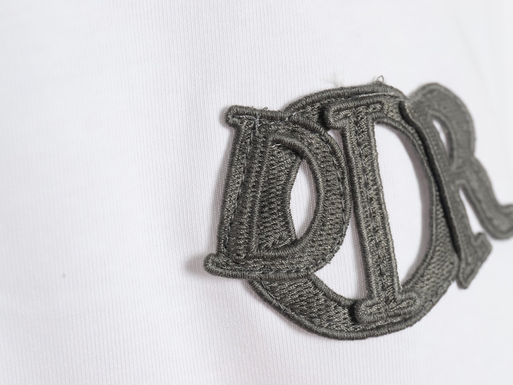 Dior Letter Patch Embroidered Short Sleeve T-Shirt