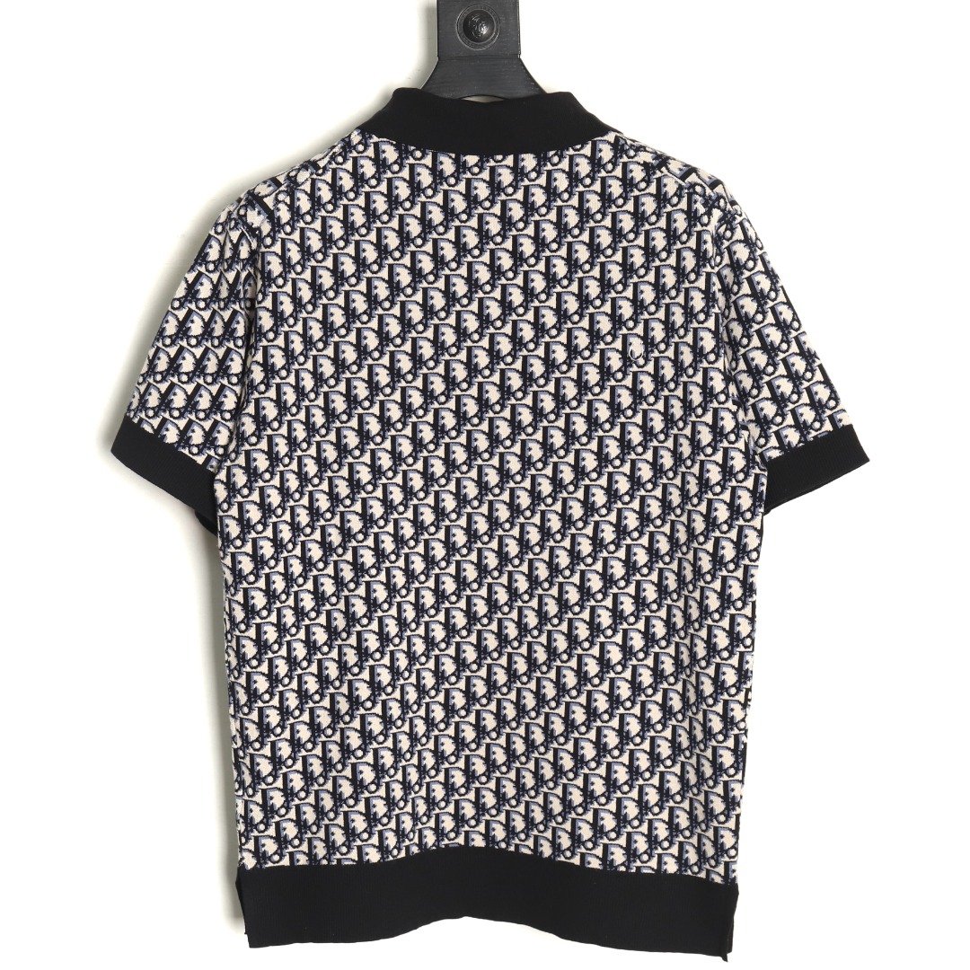 Dior classic monogram jacquard knitted Polo short sleeve
