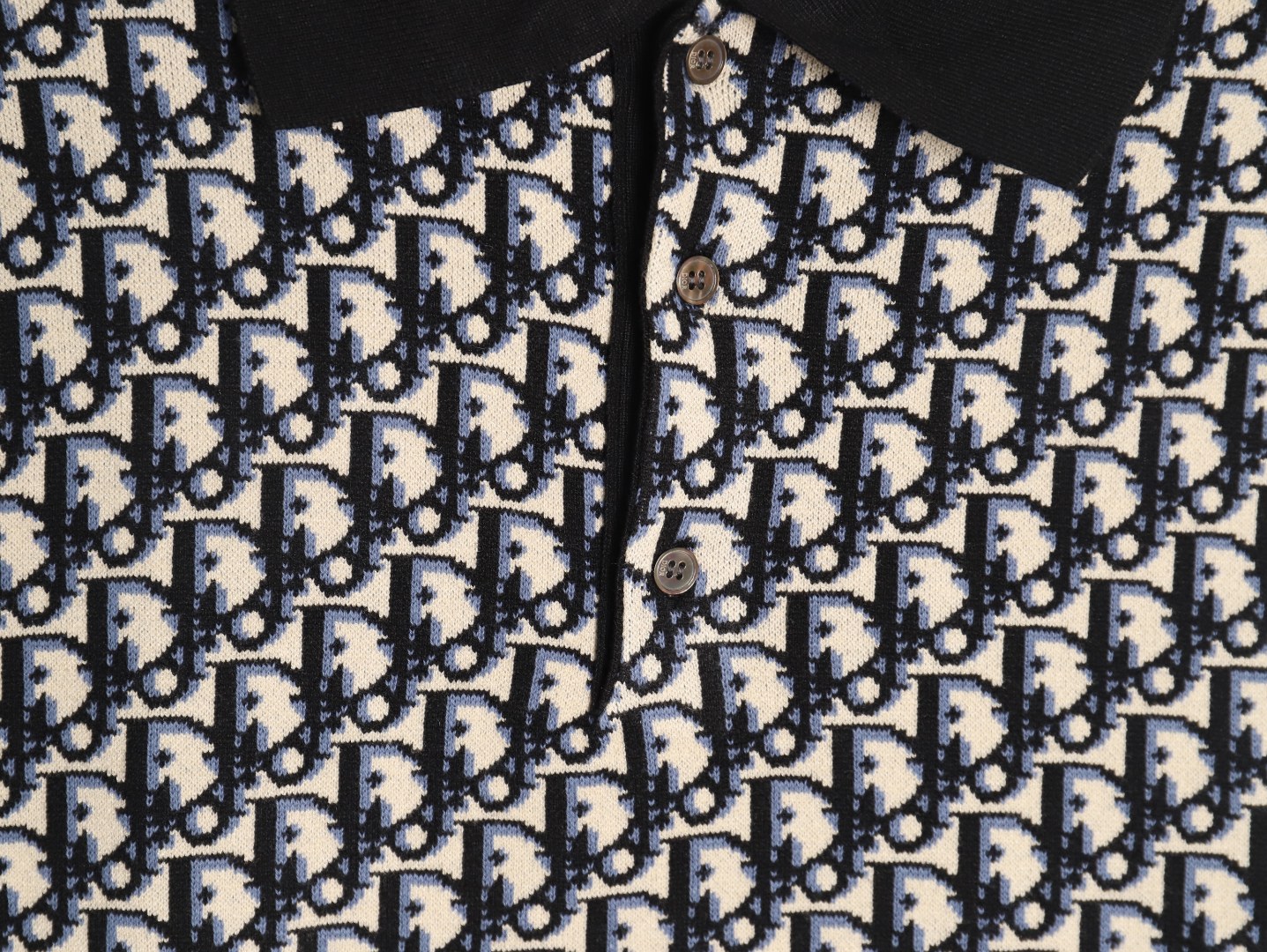 Dior classic monogram jacquard knitted Polo short sleeve